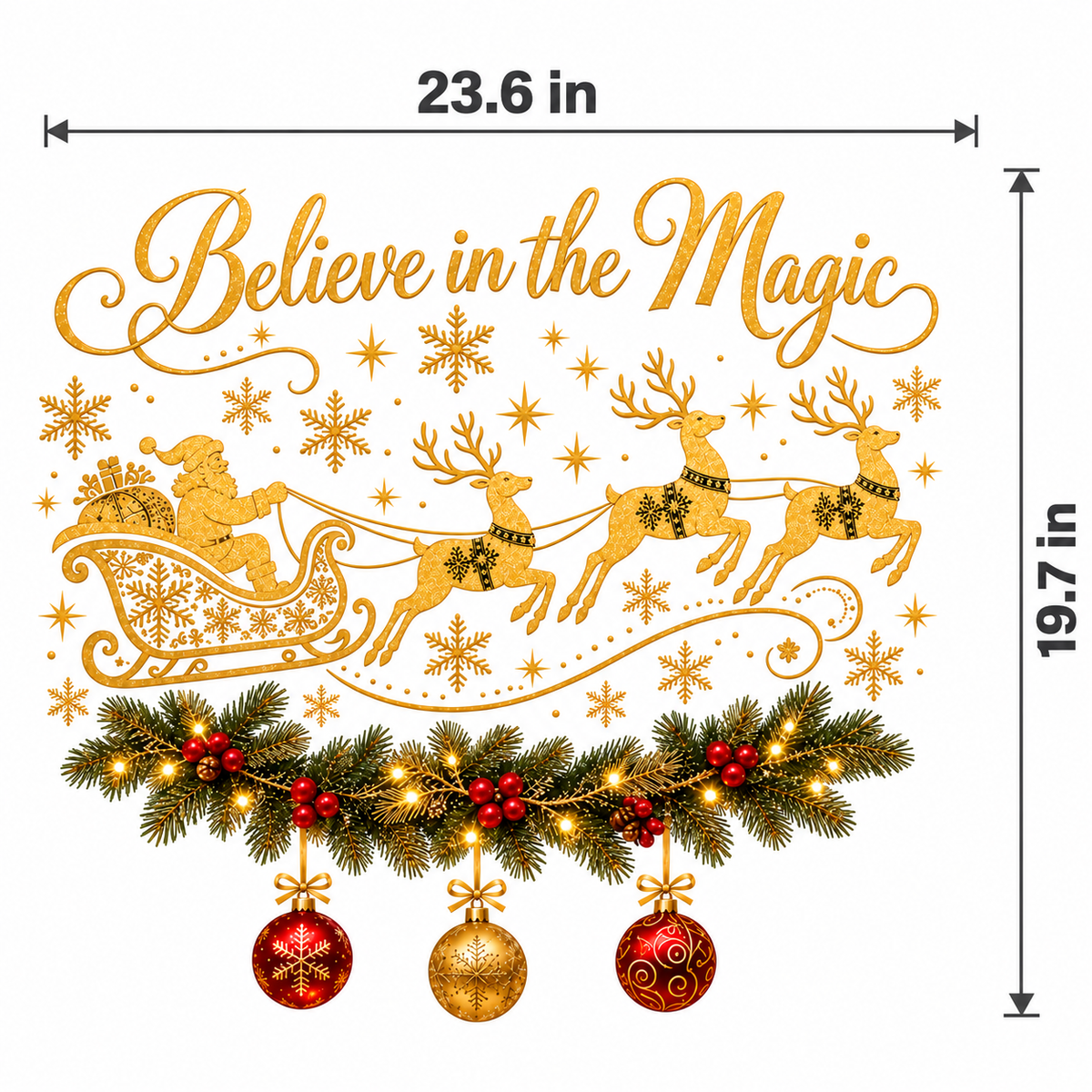 Believe in the Magic Santa & Reindeer Christmas Window Decal