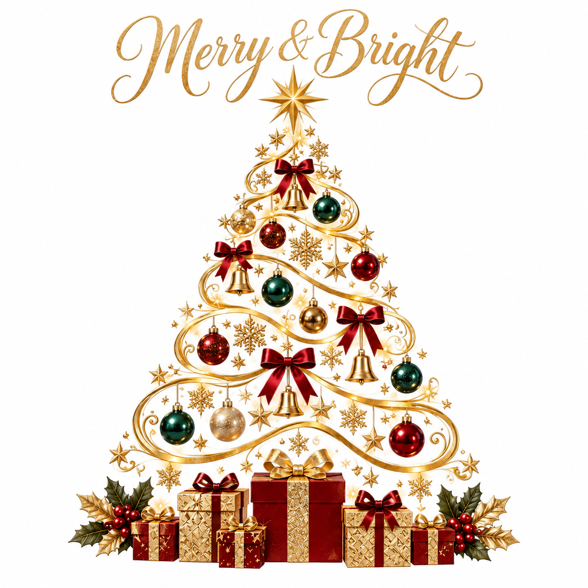 Merry & Bright Christmas Tree Window Decal