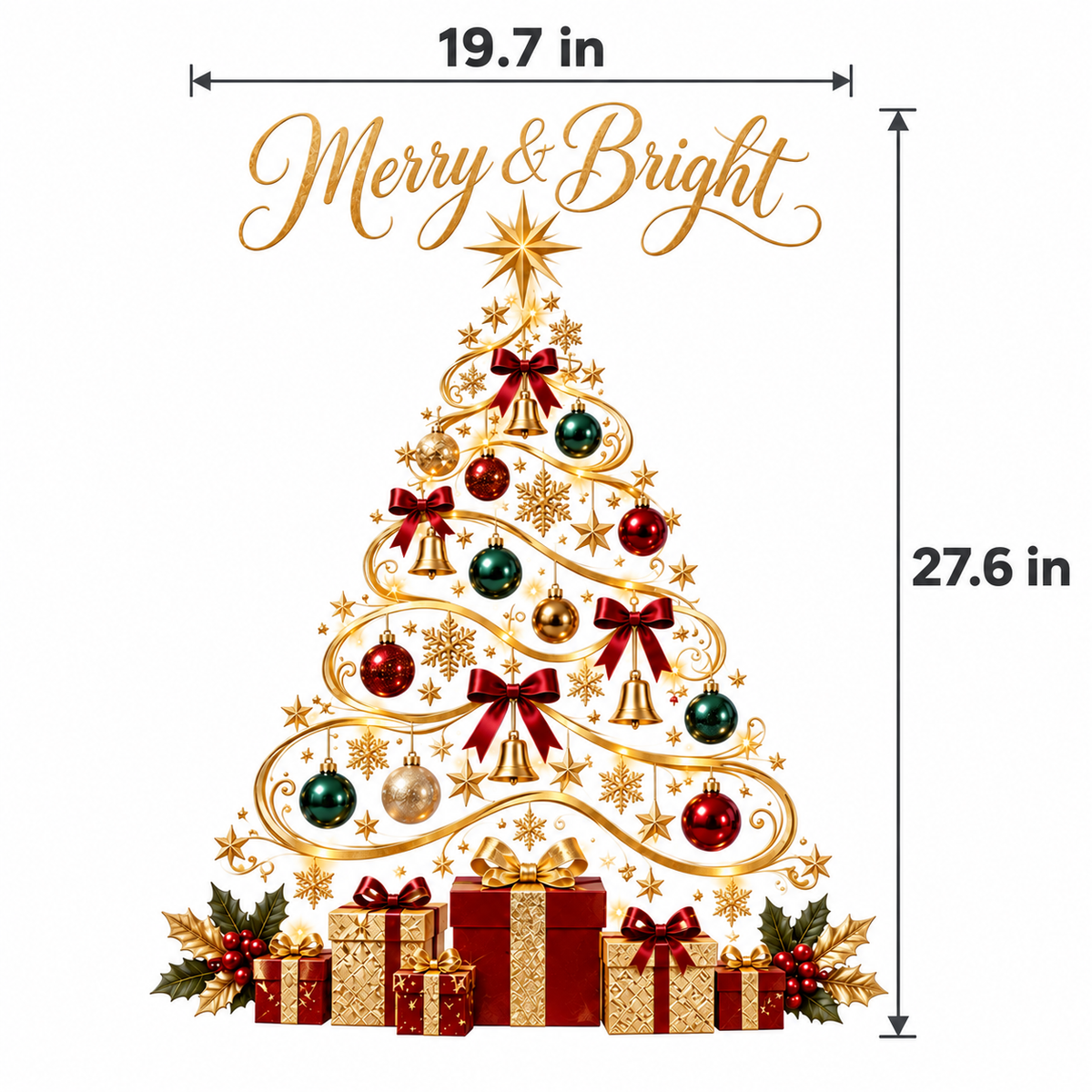 Merry & Bright Christmas Tree Window Decal
