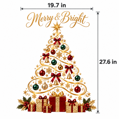 Merry & Bright Christmas Tree Window Decal