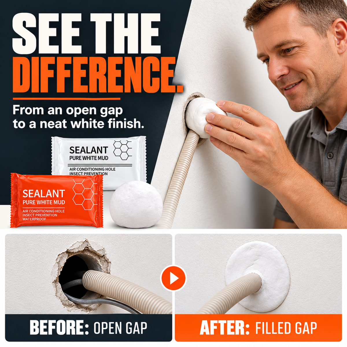 🧱 Waterproof Wall Hole Sealing Clay for Air Conditioner Pipes