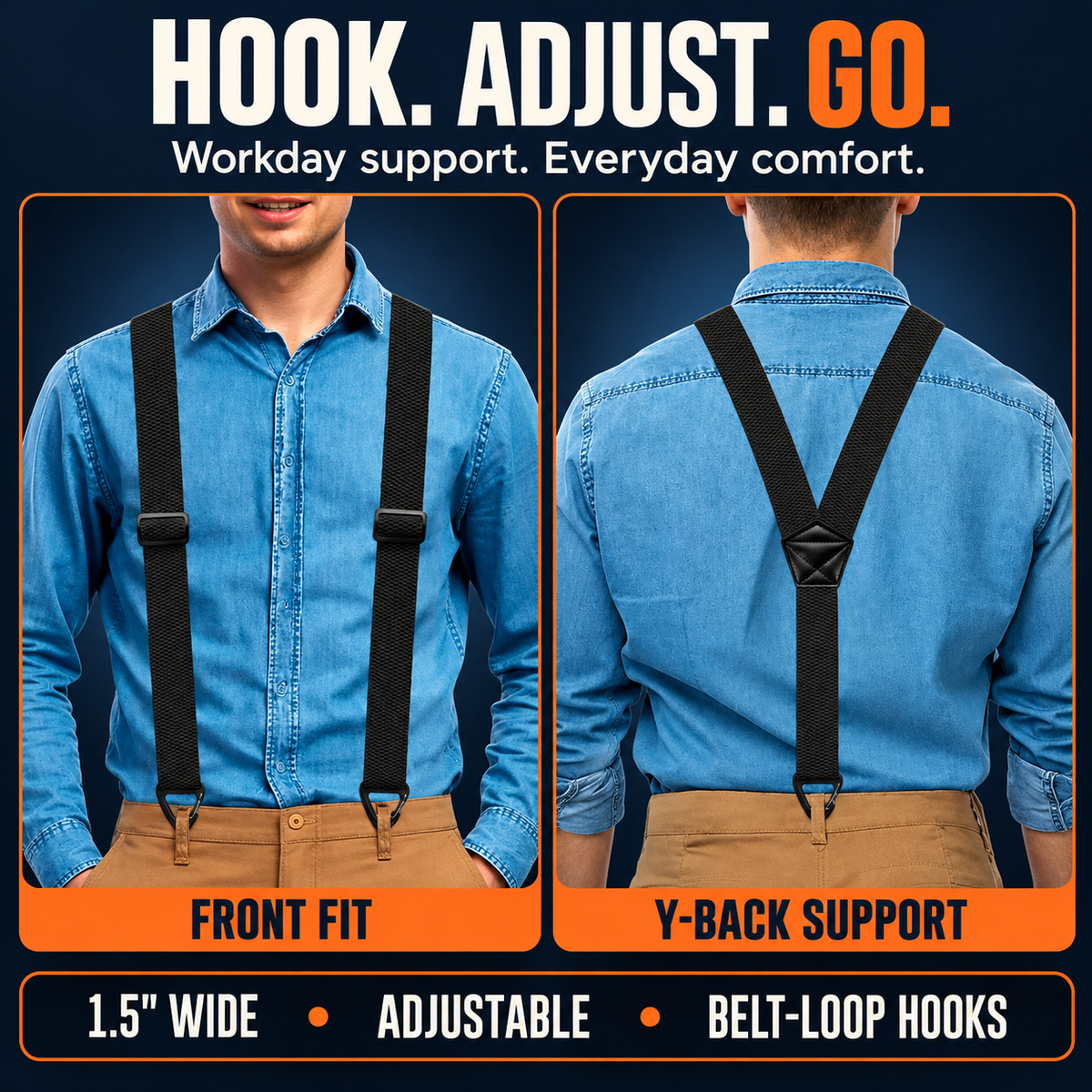 Men's X-Back Suspenders with Hook Clips