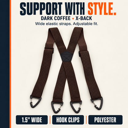 Men's X-Back Suspenders with Hook Clips