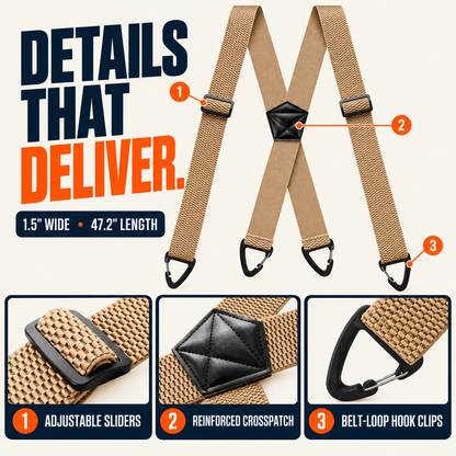 Men's X-Back Suspenders with Hook Clips