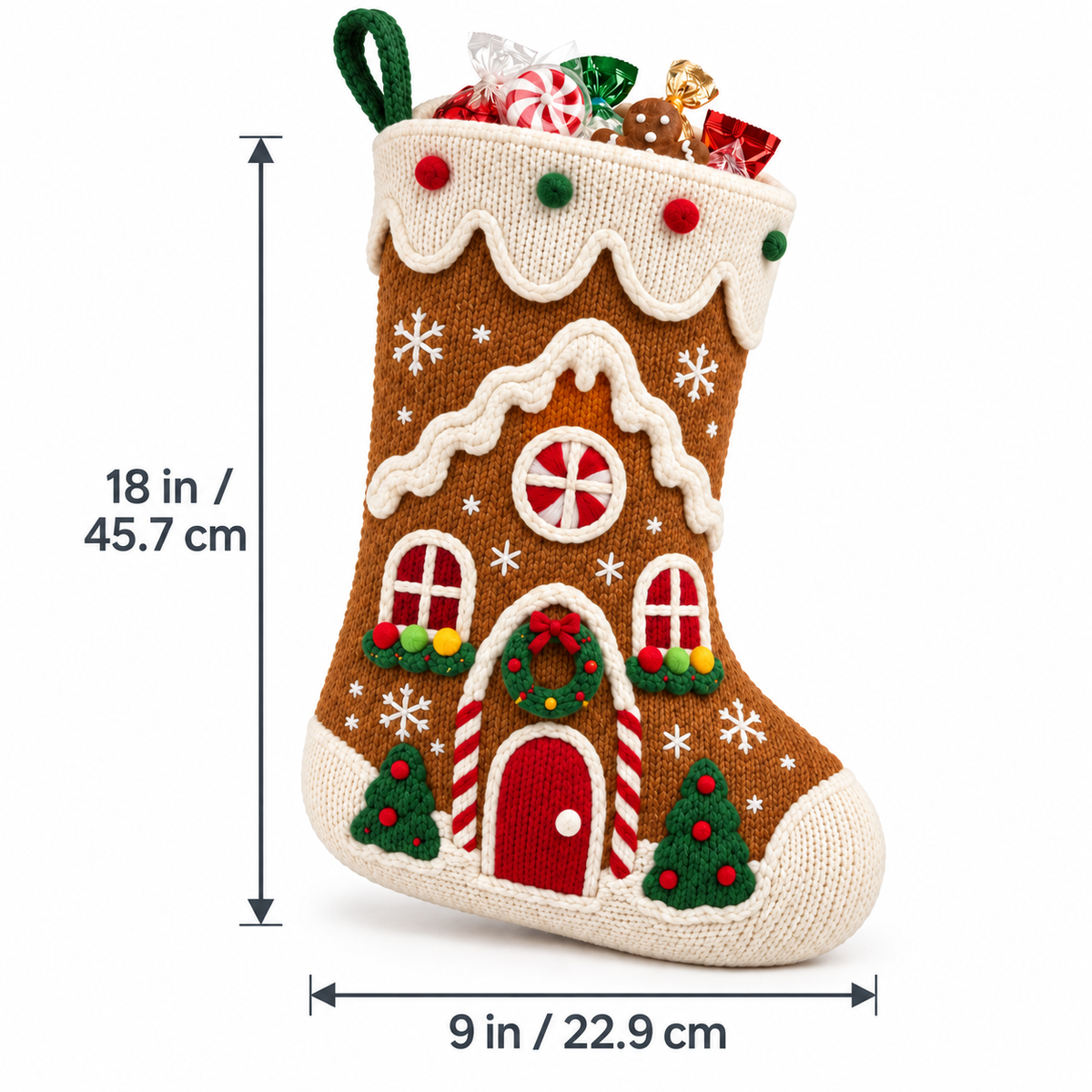 Gingerbread House Knitted Christmas Stocking