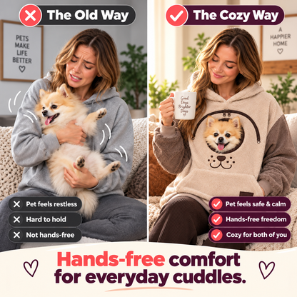 ⏰LAST DAY 50% OFF 🐾 Cozy Pet Carrier Hoodie — Built-In Pouch for Cats & Small Dogs
