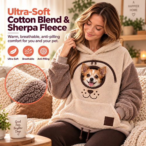 ⏰LAST DAY 50% OFF 🐾 Cozy Pet Carrier Hoodie — Built-In Pouch for Cats & Small Dogs