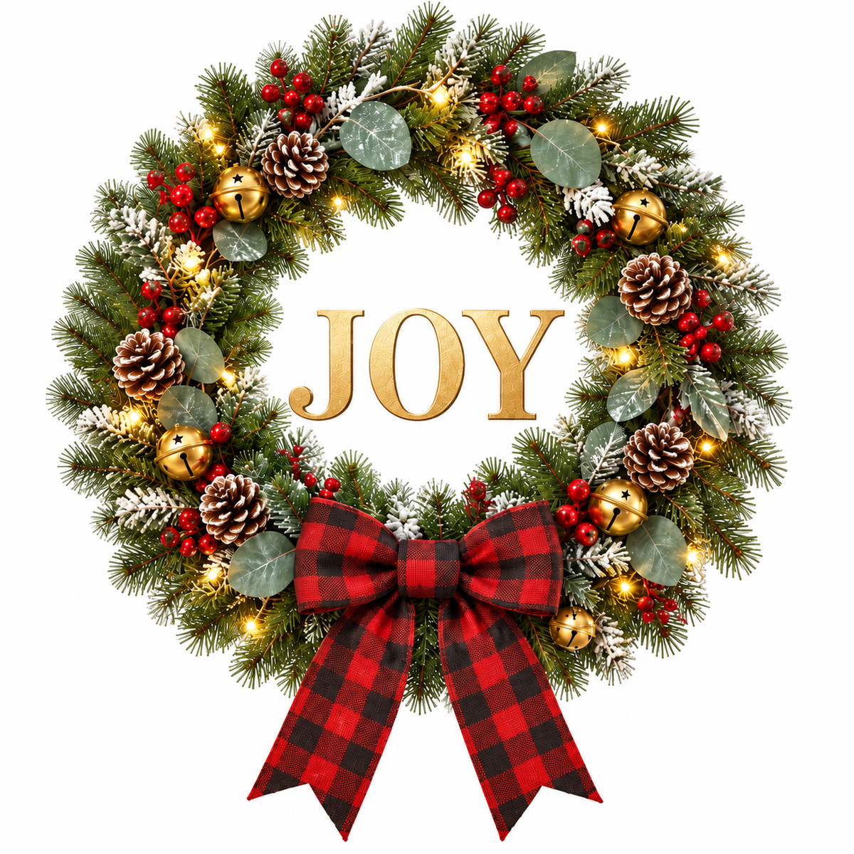 JOY Christmas Wreath Window Decal