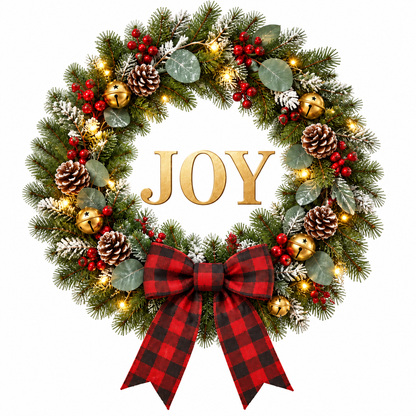 JOY Christmas Wreath Window Decal