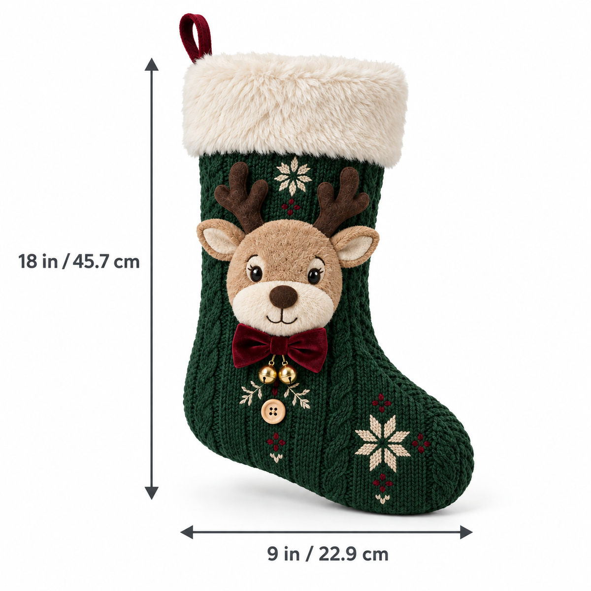 Nordic Reindeer Knitted Christmas Stocking