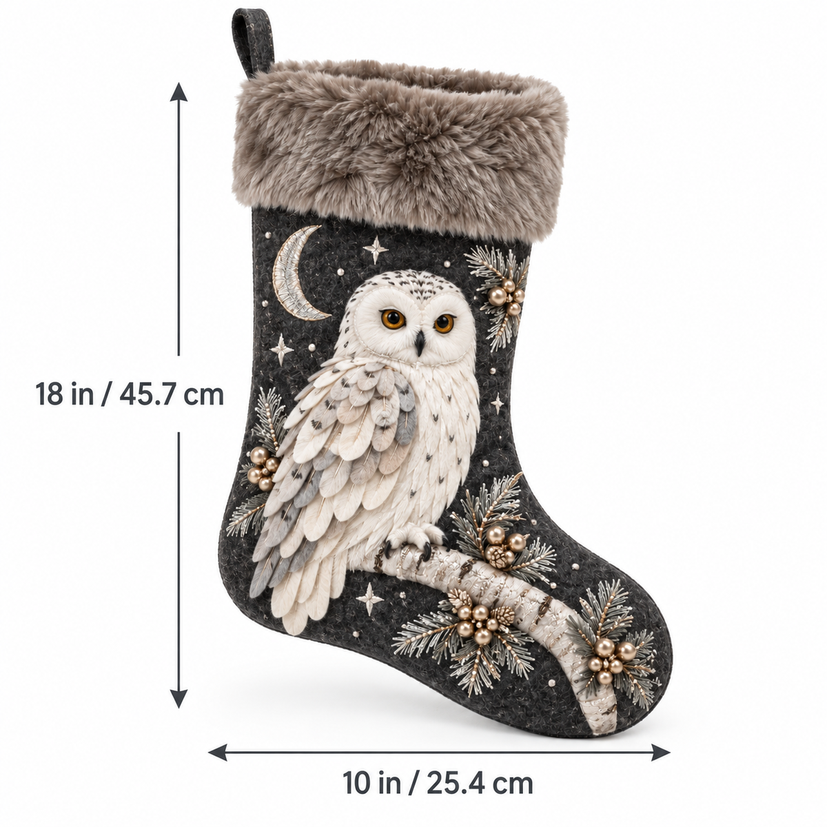 Winter Snowy Owl Christmas Stocking