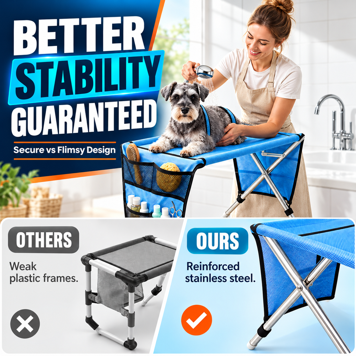 🐕🛏️ 2-in-1 Foldable Pet Grooming Bed
