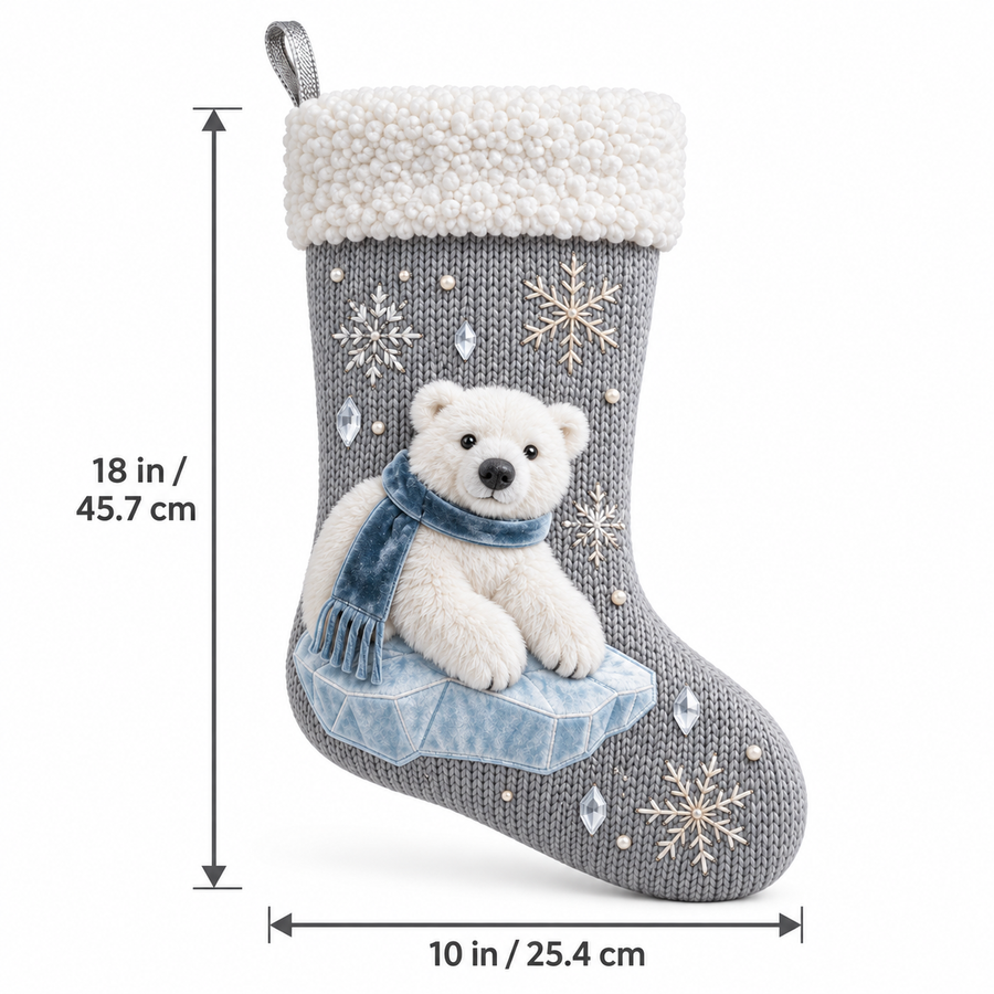 Polar Bear Winter Wonderland Knit Christmas Stocking
