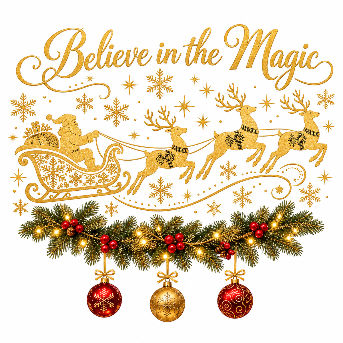 Believe in the Magic Santa & Reindeer Christmas Window Decal