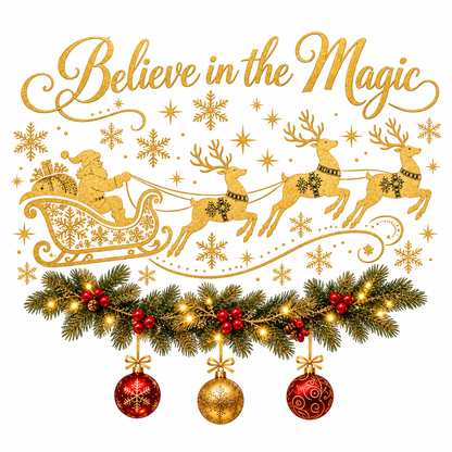 Believe in the Magic Santa & Reindeer Christmas Window Decal