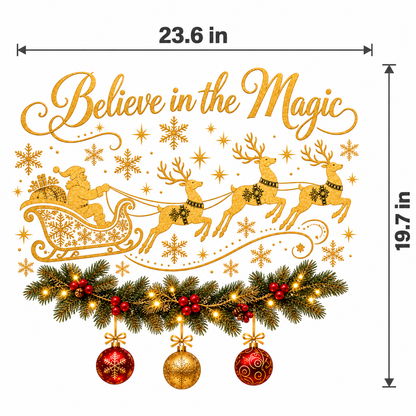 Believe in the Magic Santa & Reindeer Christmas Window Decal