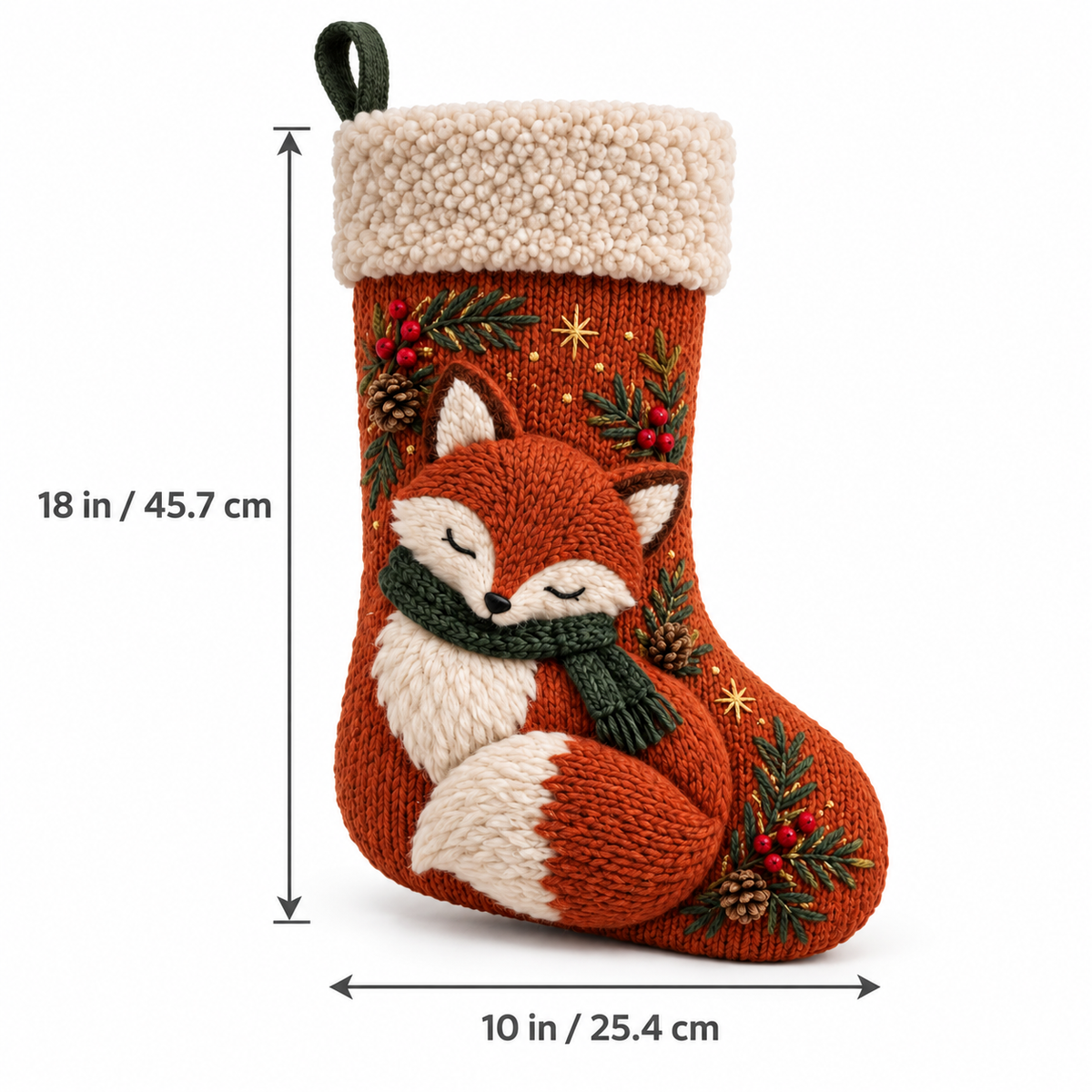 Woodland Fox Knitted Christmas Stocking