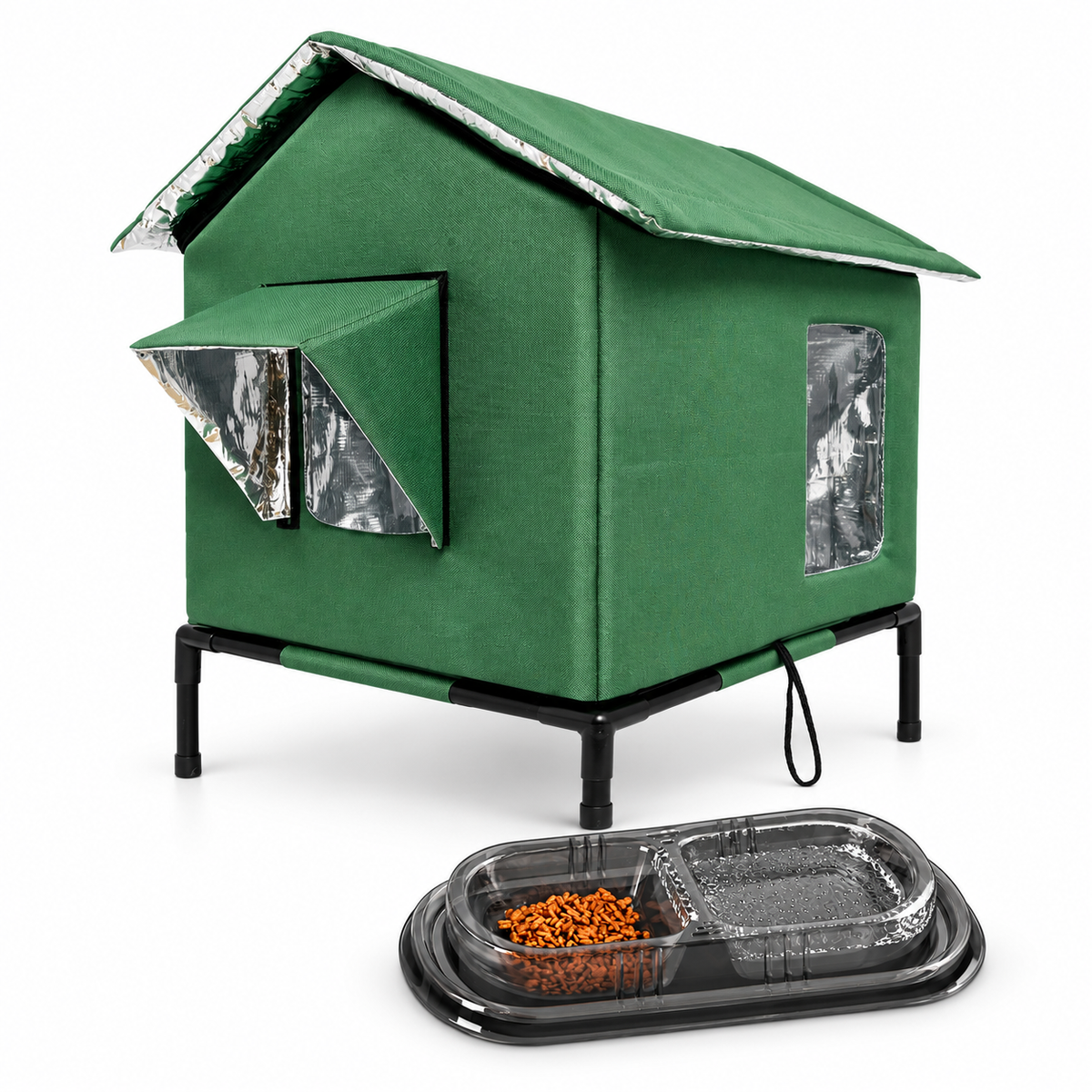 🐈 All-Weather Elevated Outdoor Cat House – Waterproof Oxford Cloth, Thermal Aluminum Lining & Foldable Design 🌧️