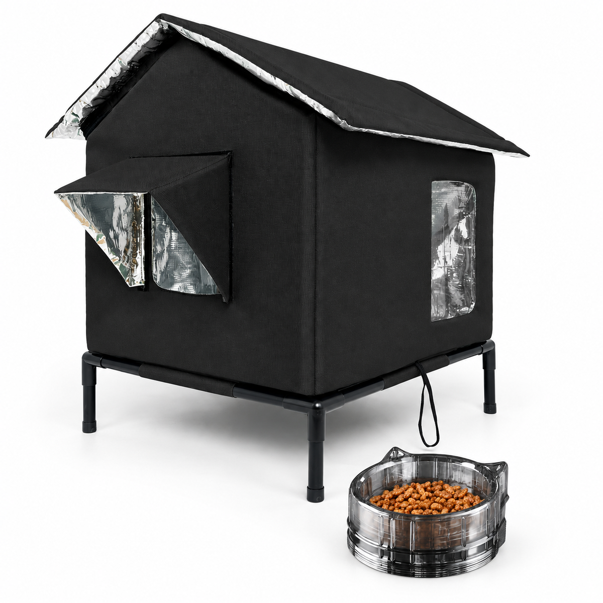 🐈 All-Weather Elevated Outdoor Cat House – Waterproof Oxford Cloth, Thermal Aluminum Lining & Foldable Design 🌧️