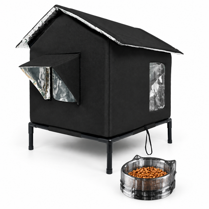 🐈 All-Weather Elevated Outdoor Cat House – Waterproof Oxford Cloth, Thermal Aluminum Lining & Foldable Design 🌧️