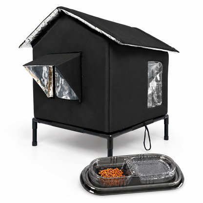 🐈 All-Weather Elevated Outdoor Cat House – Waterproof Oxford Cloth, Thermal Aluminum Lining & Foldable Design 🌧️