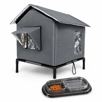 🐈 All-Weather Elevated Outdoor Cat House – Waterproof Oxford Cloth, Thermal Aluminum Lining & Foldable Design 🌧️