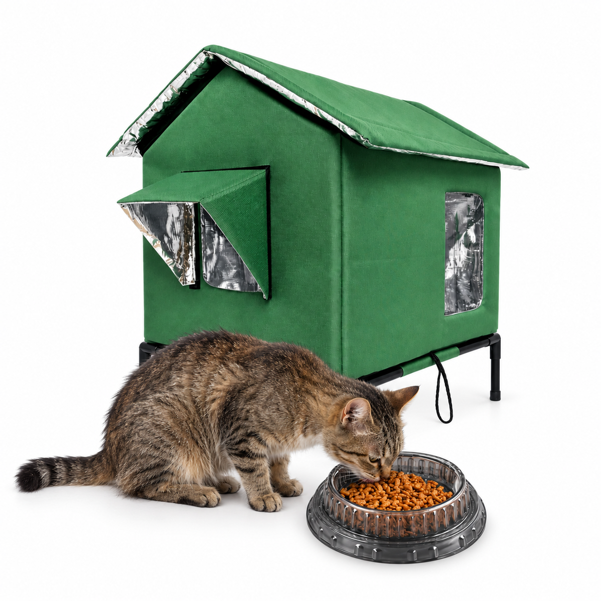🐈 All-Weather Elevated Outdoor Cat House – Waterproof Oxford Cloth, Thermal Aluminum Lining & Foldable Design 🌧️