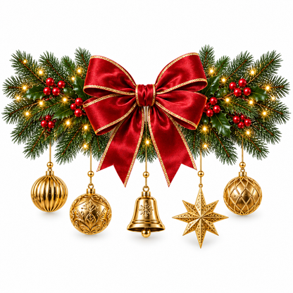 Merry Christmas Bow Window Decal