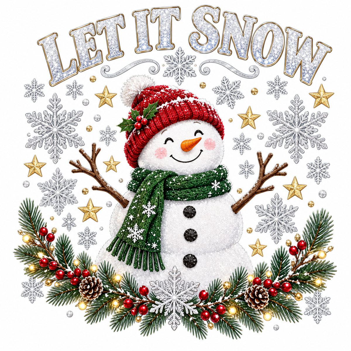 Let It Snow Snowman Christmas Window Decal