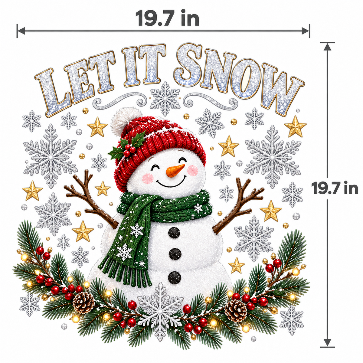Let It Snow Snowman Christmas Window Decal