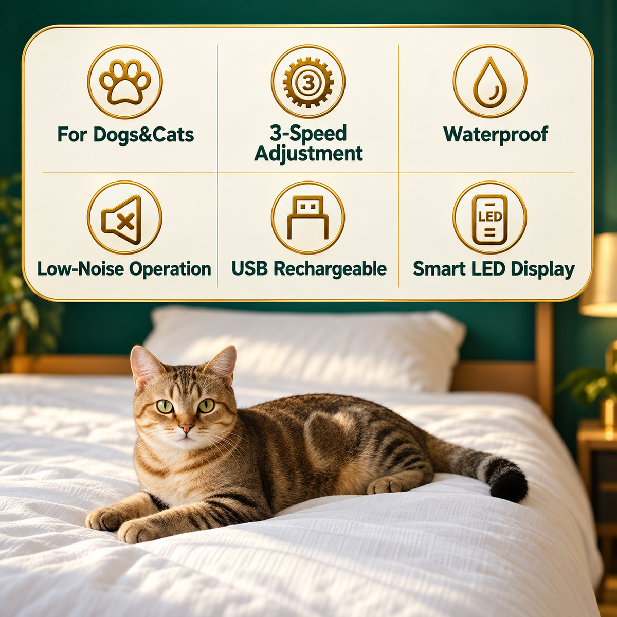 Quiet LED Display Pet Hair Clipper｜Cordless Low Noise Dog Cat Grooming Trimmer ✨