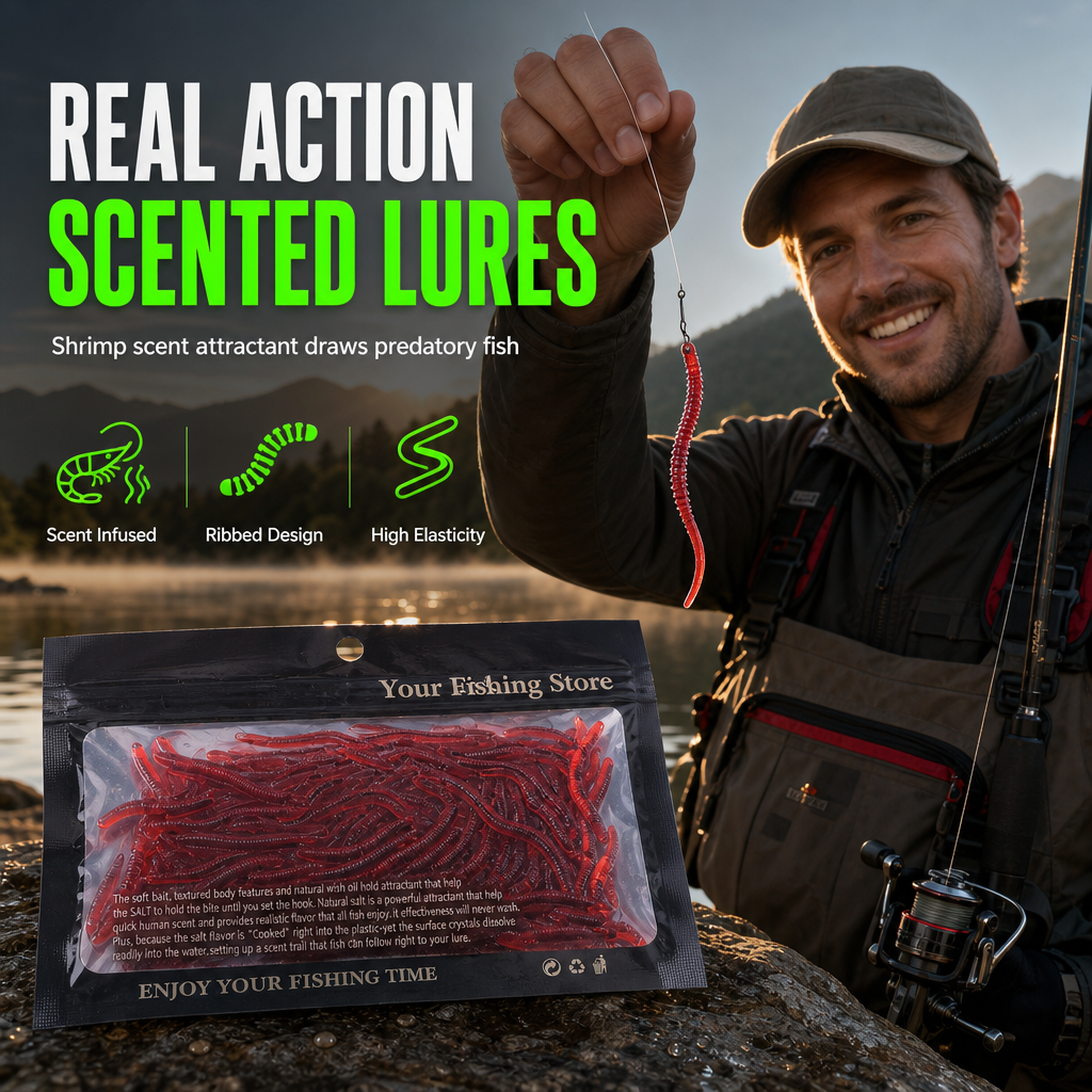 Simulation Earthworm Soft Fishing Lures Shrimp Scented