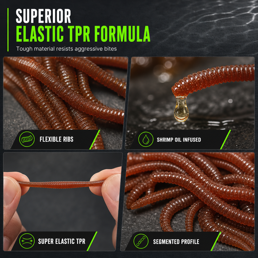 Simulation Earthworm Soft Fishing Lures Shrimp Scented