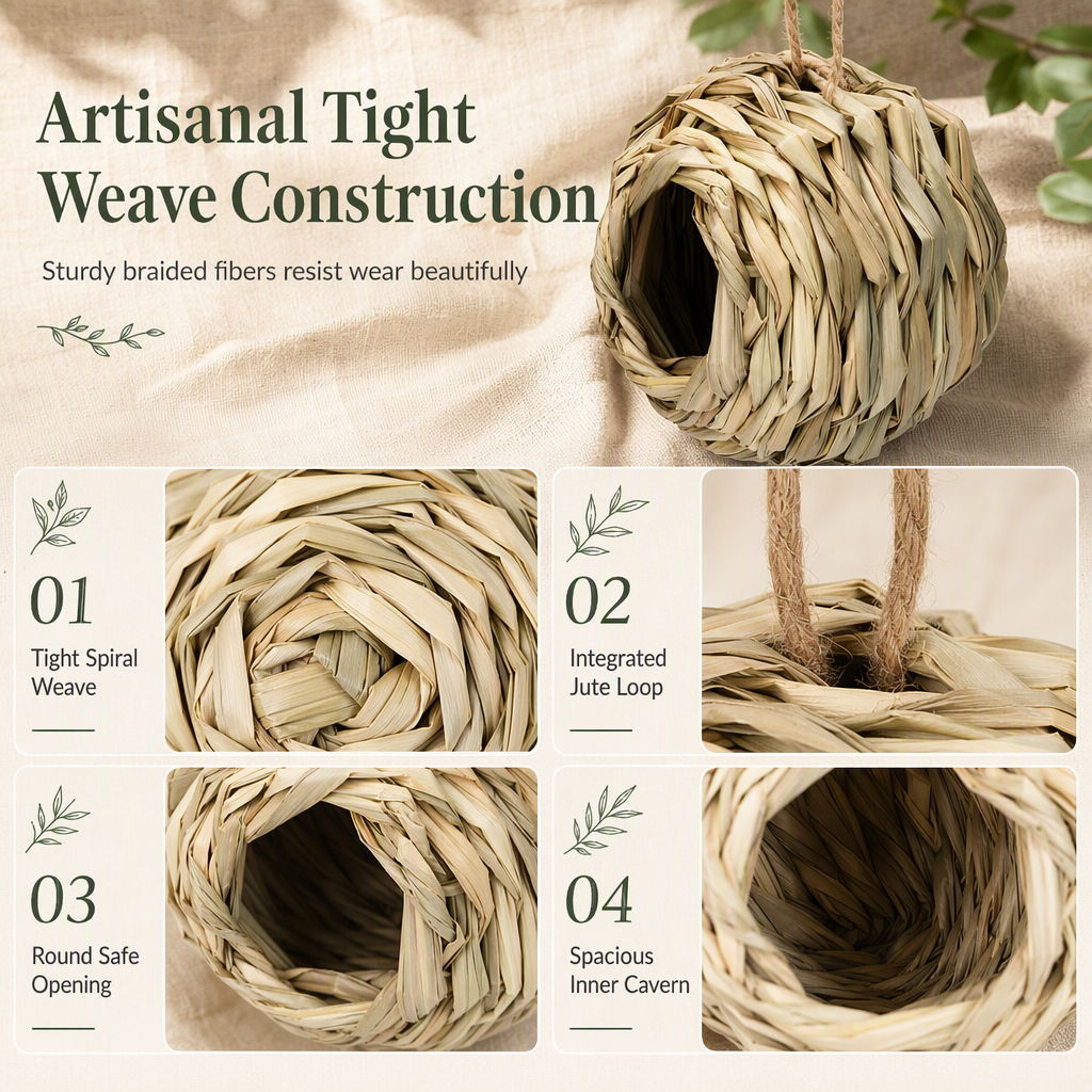 🐦 Hand-Woven Spherical Straw Bird Nest