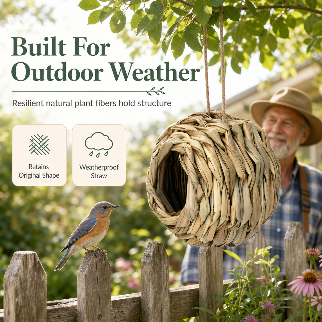 🐦 Hand-Woven Spherical Straw Bird Nest