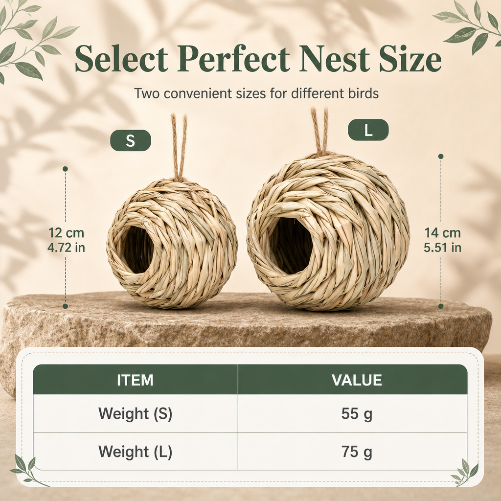 🐦 Hand-Woven Spherical Straw Bird Nest