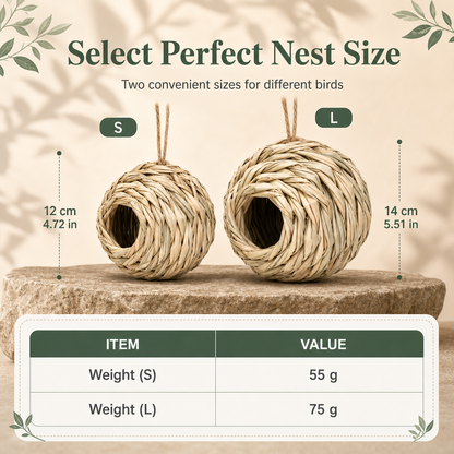🐦 Hand-Woven Spherical Straw Bird Nest