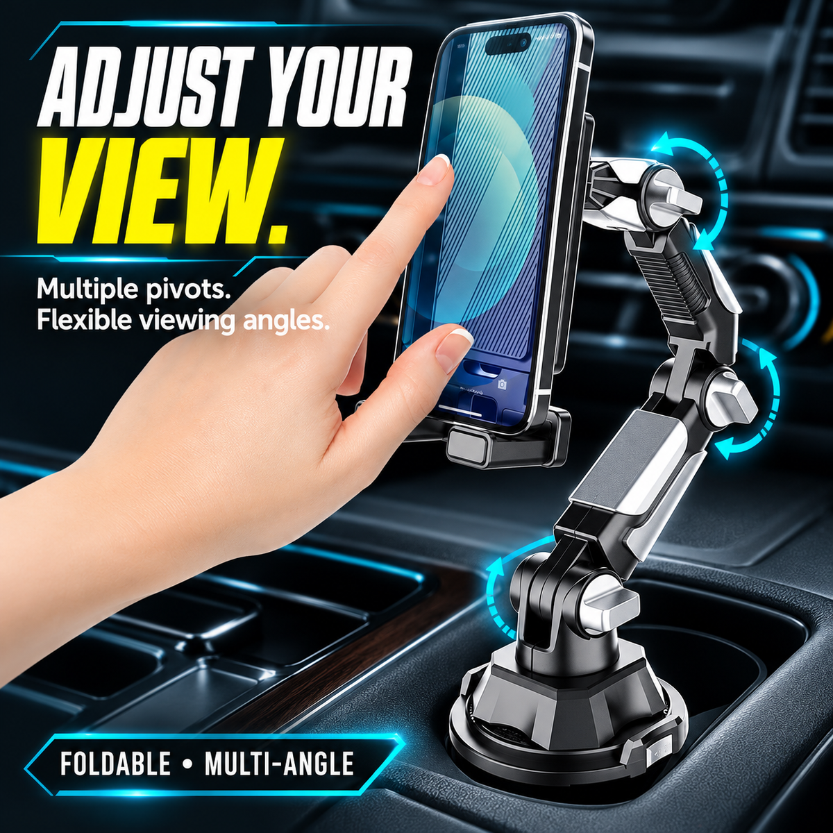 🚗 From Hire Car to Family SUV – Foldable Tablet Stand Fits Most Cup Holders. Adjustable Angle