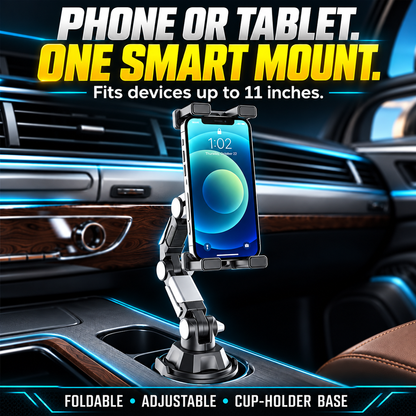 🚗 From Hire Car to Family SUV – Foldable Tablet Stand Fits Most Cup Holders. Adjustable Angle